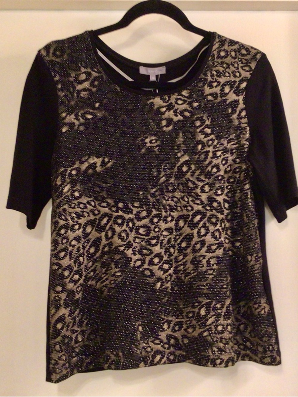 Erfo /Leopard Print Short Sleeve Top - Black/Cream - M - Germany